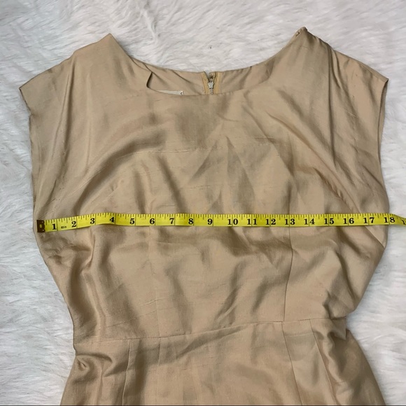 1950s Alexander Lipton Vintage Dress Sleeveless Belt Ivory Cream - Picture 2 of 14